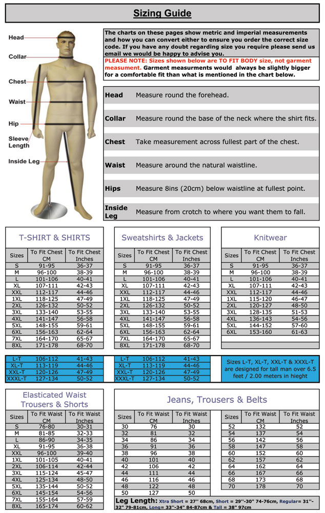 Size Chart - Lowes Menswear