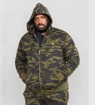 Duke Direct D555 Big Mens Full Zip Hoodie With Camouflage Print REGEN