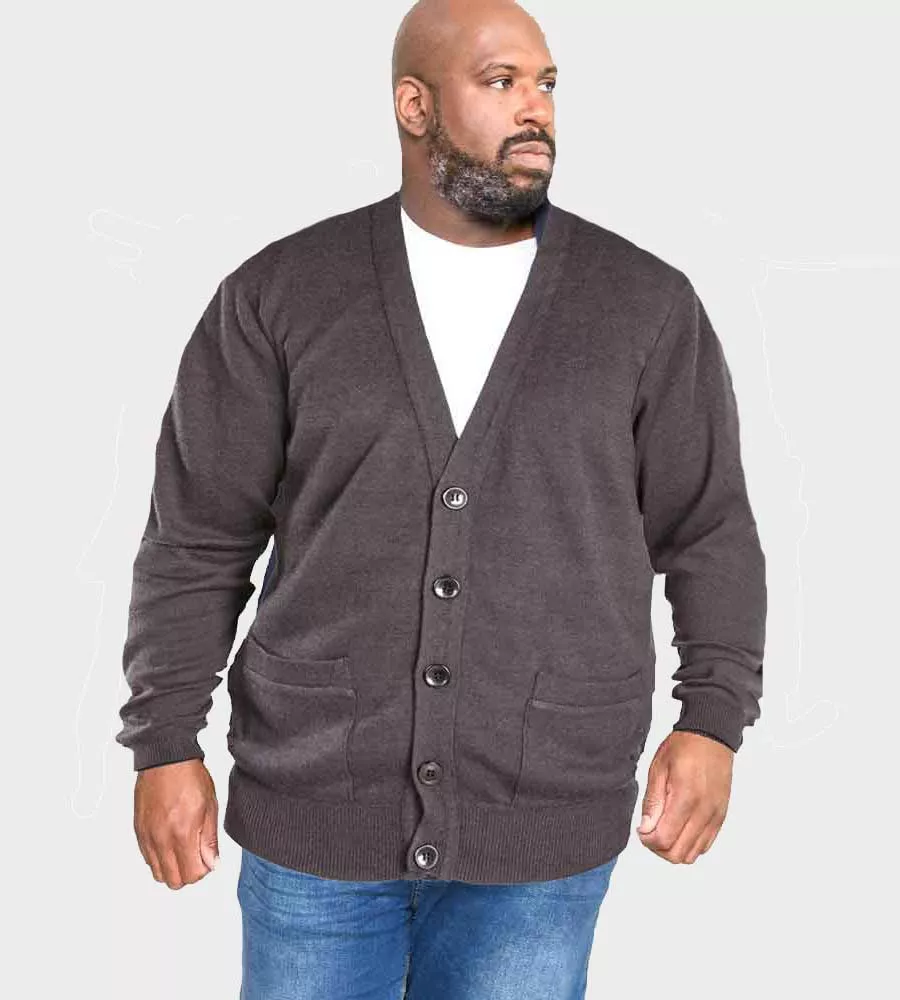 Duke Direct D555 Big Mens Charcoal Buttoned Cardigan WALWORTH 3 D555