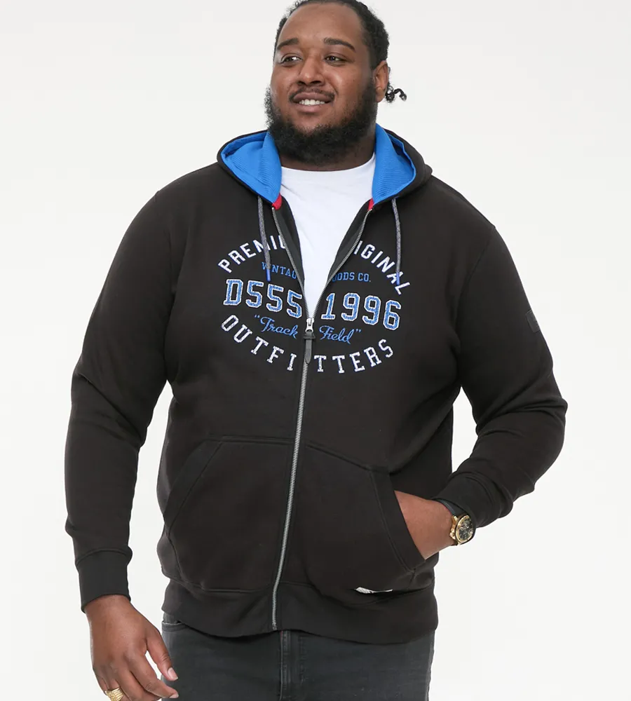 Duke Direct D555 Big Mens Hoodie With Full Zip and Chest Print LINGAR