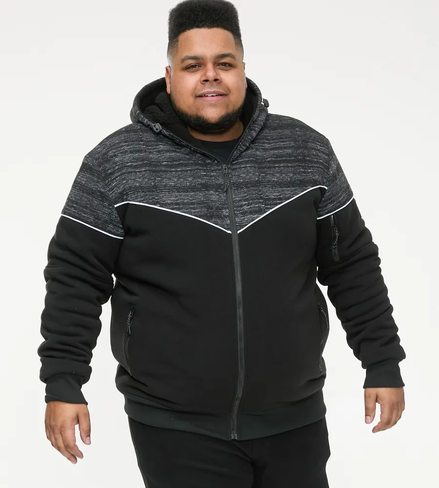 D555 Big Mens Black Hoodie With Sherpa Lining HENNESSEY