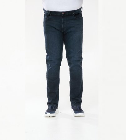 D555 Big Mens Blue/Black Stretch Jeans Tapered Fit (DANIEL)