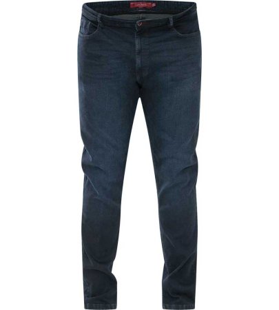 D555 Big Mens Blue/Black Stretch Jeans Tapered Fit (DANIEL)